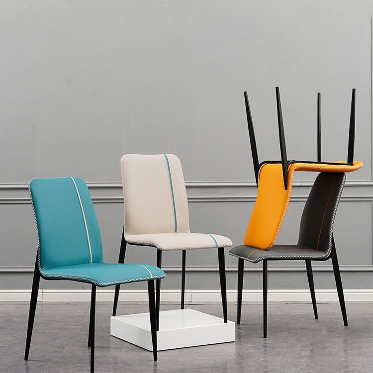 Ensemble de chaises scandinaves en métal, cuisine, salle à manger, chaise d'appoint à dossier solide (Ensemble de 4)
