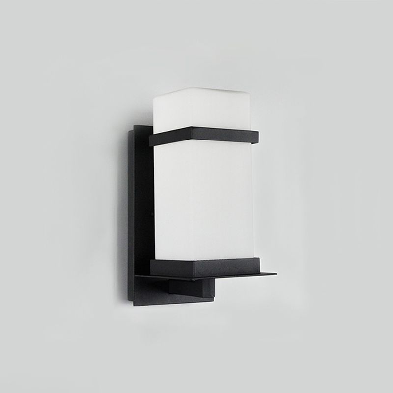 Modern Simple Style Retangular Shade Wall Sconce LED Metal 1 Light Sconces in Black Finish