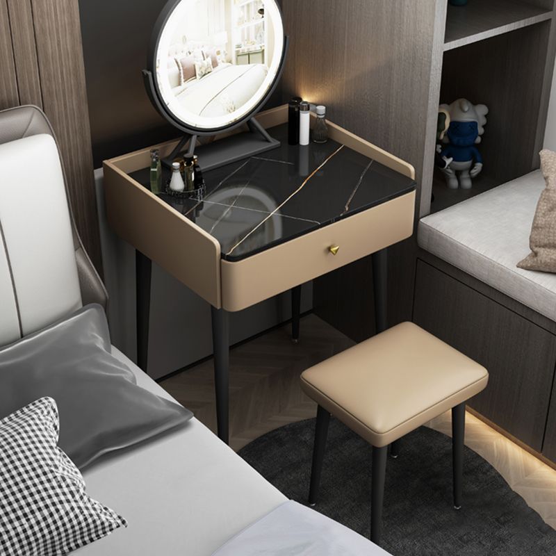 23.62" Wide Stone Vanity Table Modern Makeup Vanity Table Set with Storage Drawers