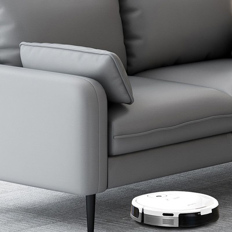 3-Seater Faux Leather Sofa Mid Century Loose Back Square Arm Settee