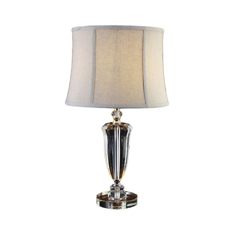 Modernist 1 Kopfschreibtisch hellgrau getäfelter Bell -Nachttischlampe mit Stoffschatten