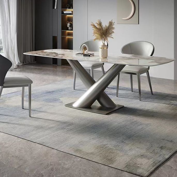 Modern Style Dining Table Sintered Stone Pedestal Table for Home