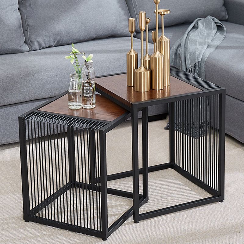 Frame 2 Nesting Coffee Table Iron & Solid Wood Cocktail Table Set