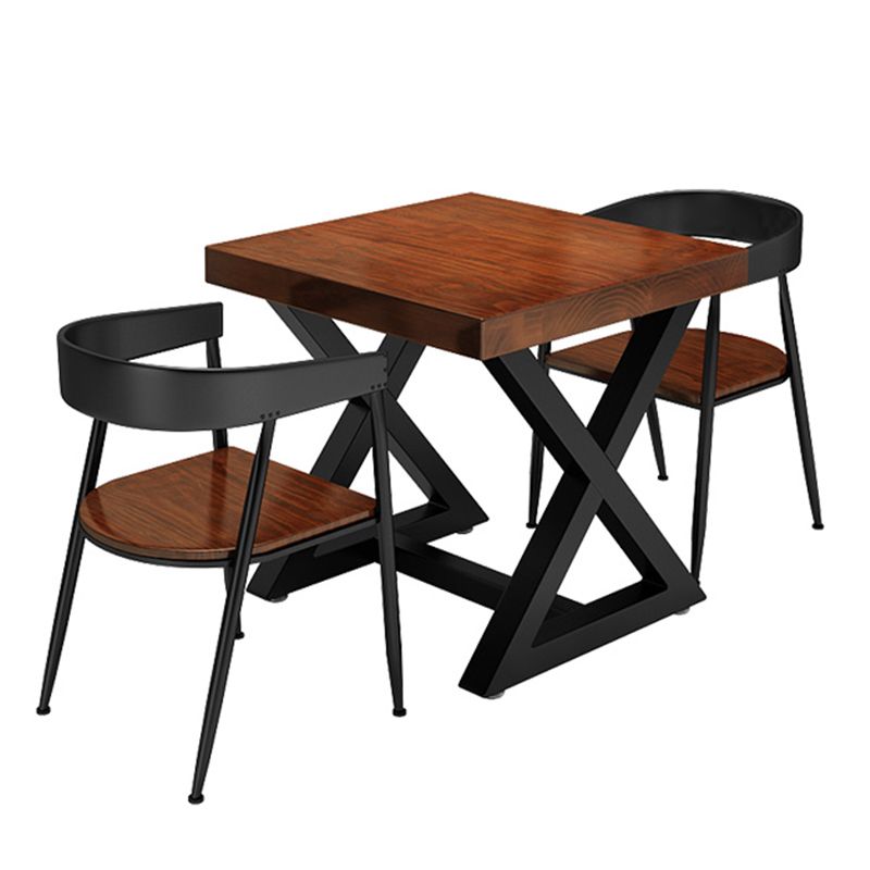 Tavolo da cucina in legno solido industriale tavolo da cavalletto quadrata marrone per sala da pranzo