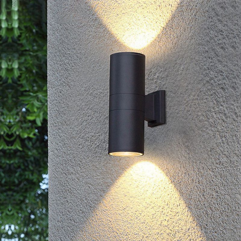2 Light Cylindrical Wall Sconce Modern Style Metal Wall Lighting for Outdoor