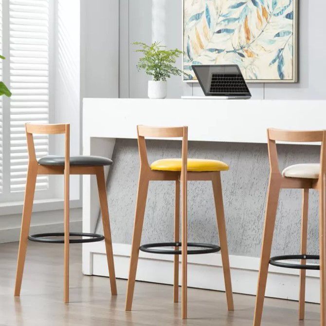 Scandinavian Wood Counter Stool Kitchen Furniture in Matte Finish