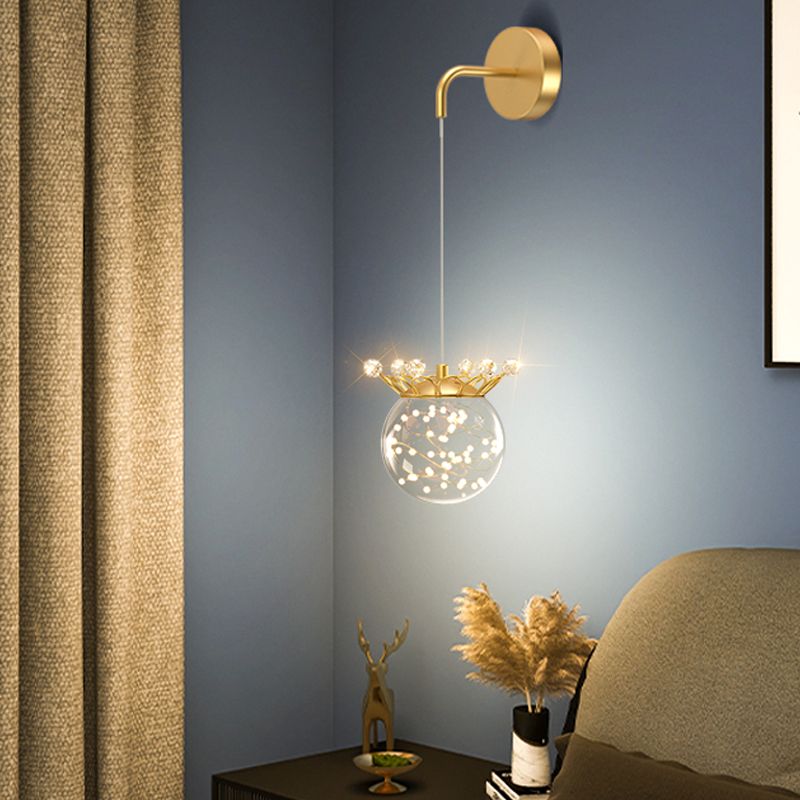 Ball Shape Glass Wall Light Modern Style Multi Lights Wall Mount Light