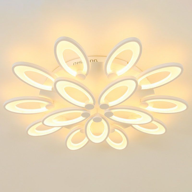 Elliptical LED Semi Flush Mount Modern Acrylic White Flushmount Ceiling Light for Living Room