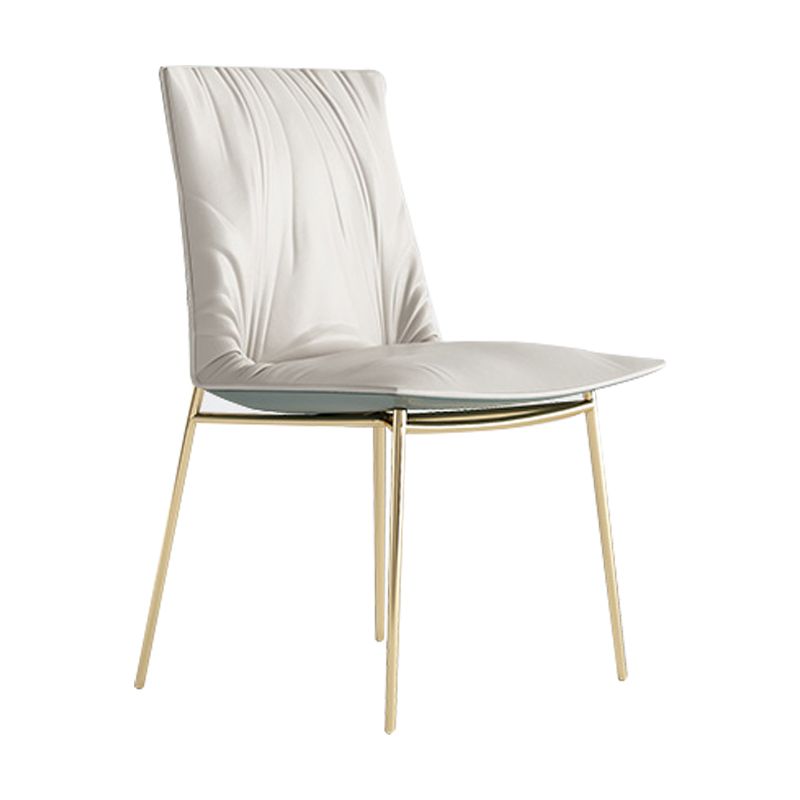 Silla lateral de comedor de cuero moderna, silla sin brazos con respaldo sólido de lujo para cocina