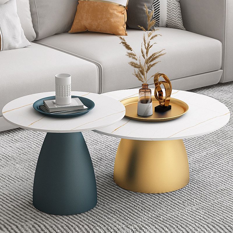 Slate 1 Single Modern Coffee Table Iron Pedestal Cocktail Table