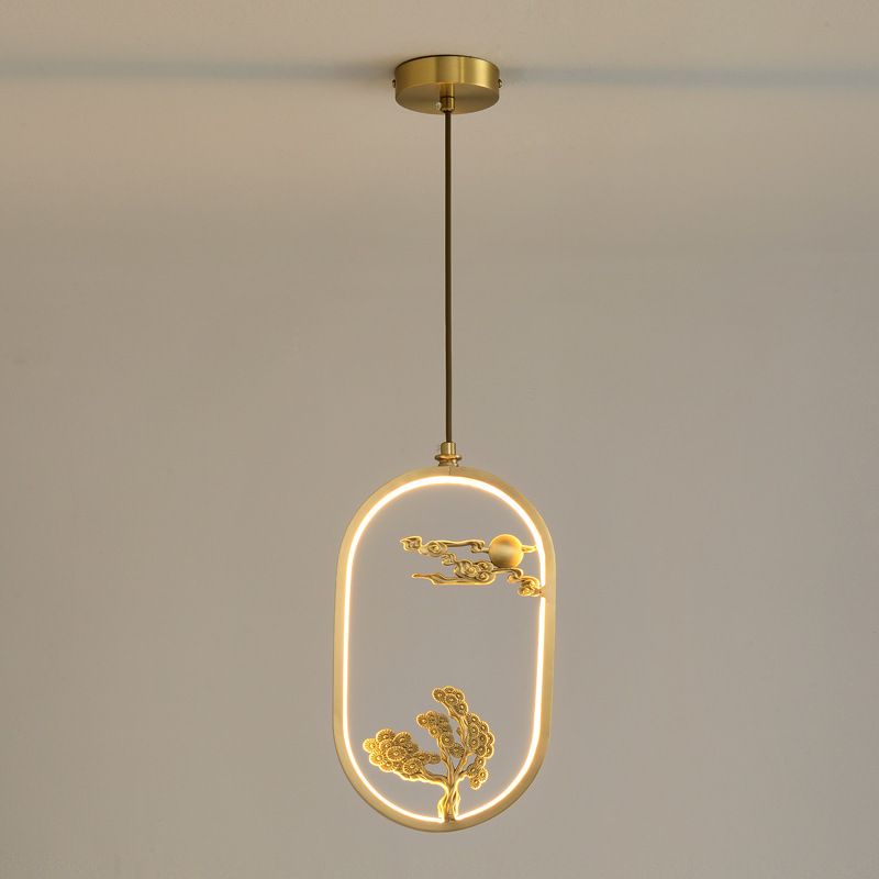 Contemporary Gold Simplicity Line Design LED Pendant Lamp for Bar Study Room