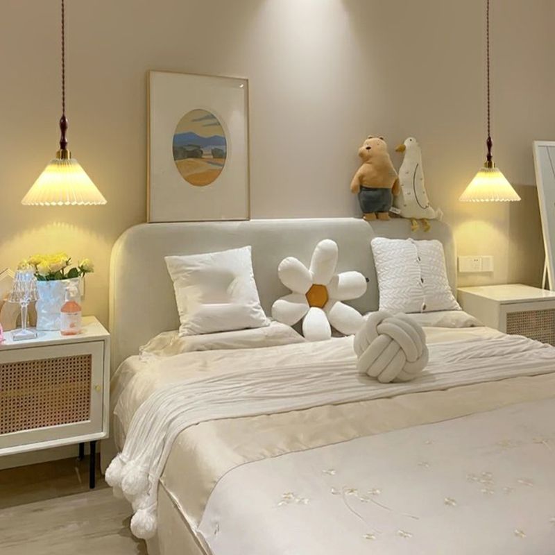 Nordic Style Wall Light Cone Shape Wall Lamp with Fabric Shade for Bedroom