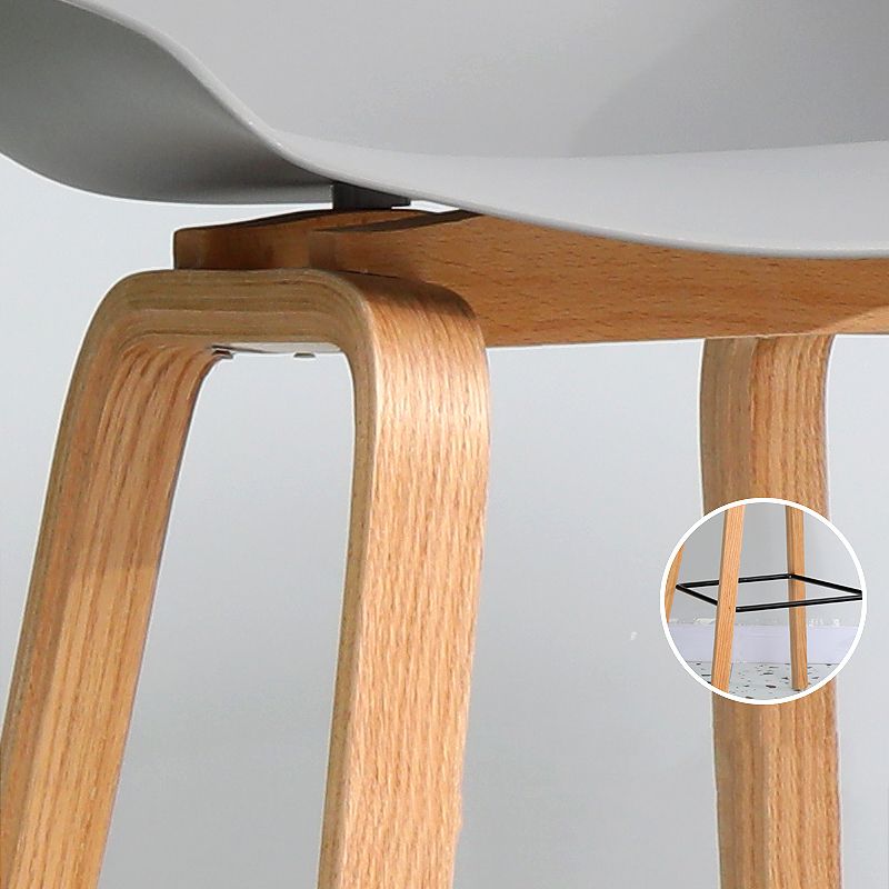 30-inch Modern Beech Wood Barstool Simple Backless Indoor Tall Stool with Plastic Seat