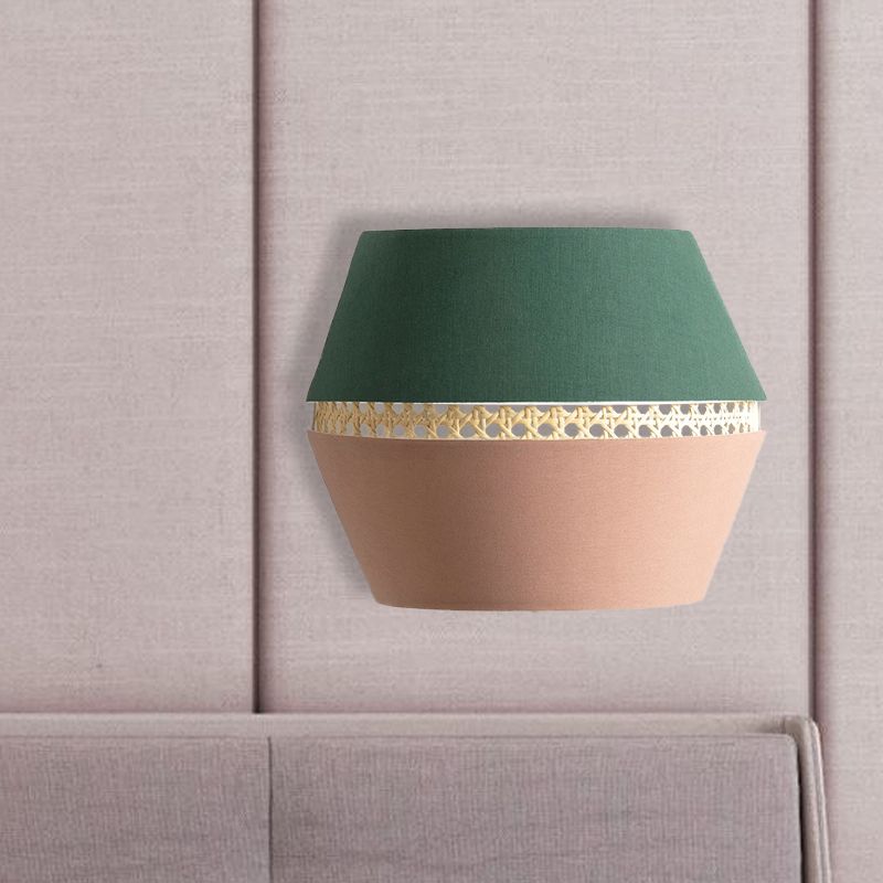 Green et rose Couture SCONCE MINIMALISTE 1 TEMP TEMP MUR MURD LUMIR AVEC DÉTAIL DE ROTAN POUR CHAMBRE
