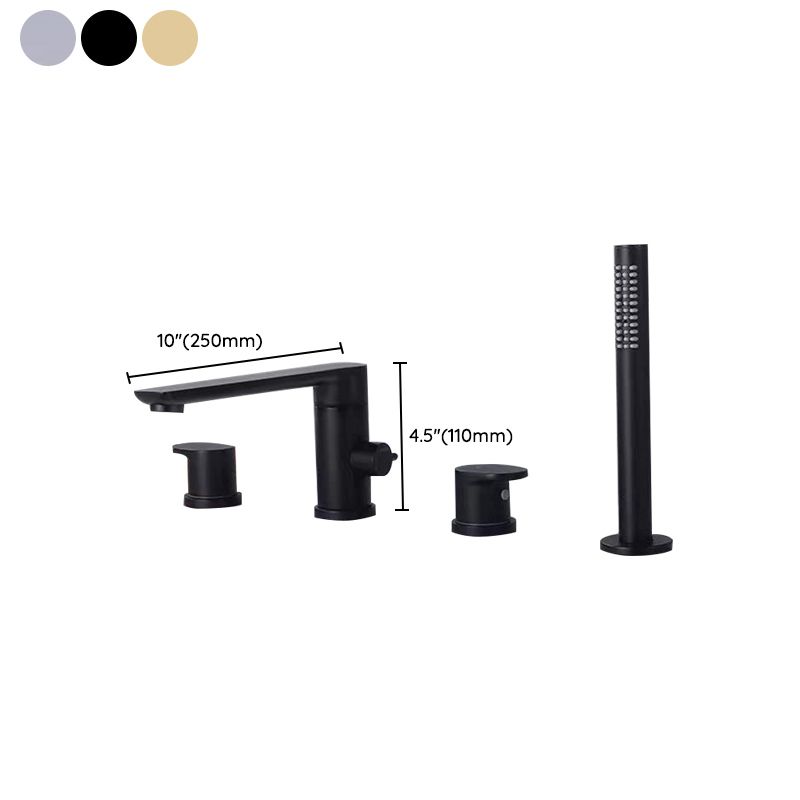 Modern Swivel Bathroom Faucet Low Arc Deck Mounted Bathtub Faucet