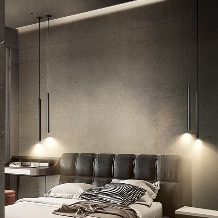 Nordische moderne minimalistische Linie Pendelleisen Iron 1 Licht in Schwarz für Wohnzimmer Hintergrund Wand