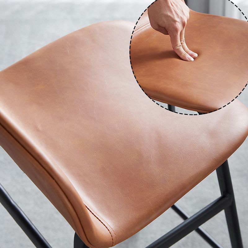 Modern Backrest Armless Counter Stool Iron Bar Stool with Seat and Pedal for Cafe