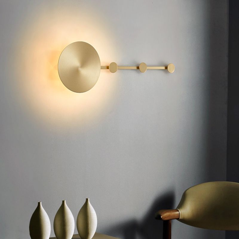 1-Light Round Sconce Light Fixture Modern Metal Wall Light for Hallway