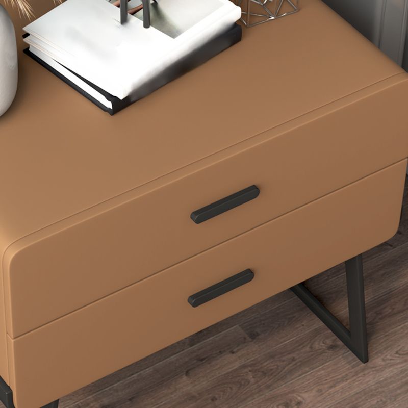 20'' Tall Drawer Storage Accent Table Nightstand Modern Faux Leather Nightstand