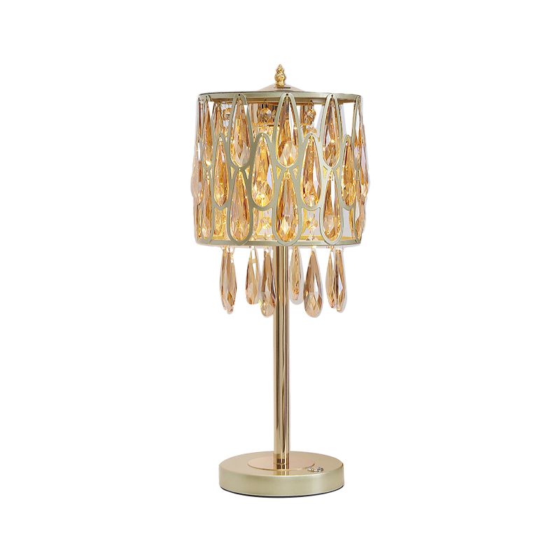 Black / or / Gold / Champagne de la lampe de chevet de la lampe de nuit 1 tête de table contemporaine lumière avec gouttes de pluie en cristal incrustées