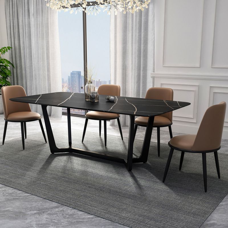 Metal Dinette Set with Padded Chairs 1/2/5/7 Pieces Black Stone Dining Table Set