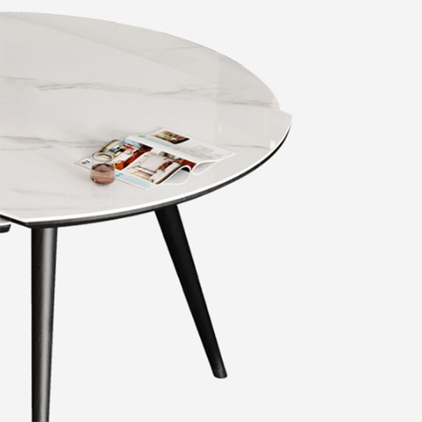Modern Simple Dining Table Sintered Stone Dinner Table with Wooden Base