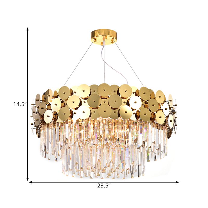 Aste di cristallo a livello lampadario glam glam oro tamburo soffitto soffitto