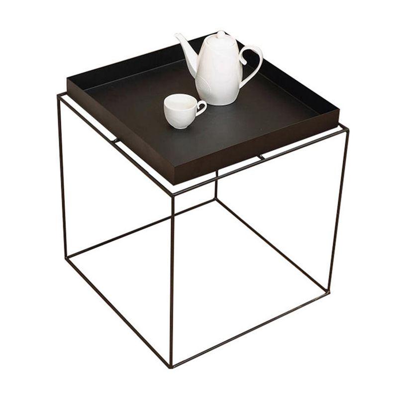 Mid-Century Black Corner Table Metal Frame Sofa Side End Table