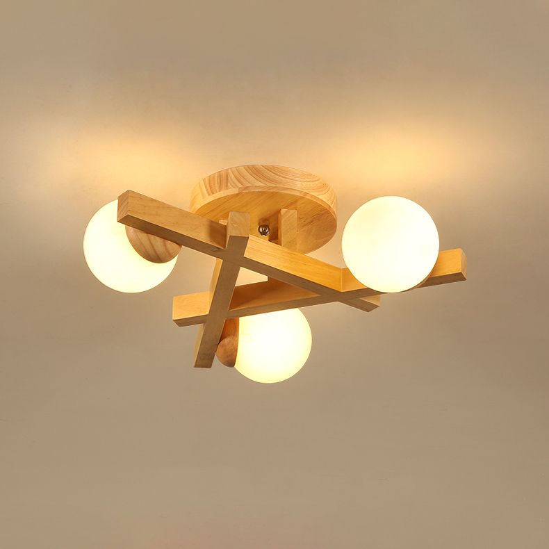 Madera Global Semi Flush Lighture Fixture Modern Style Wooden Semi Flush Mount Lighture