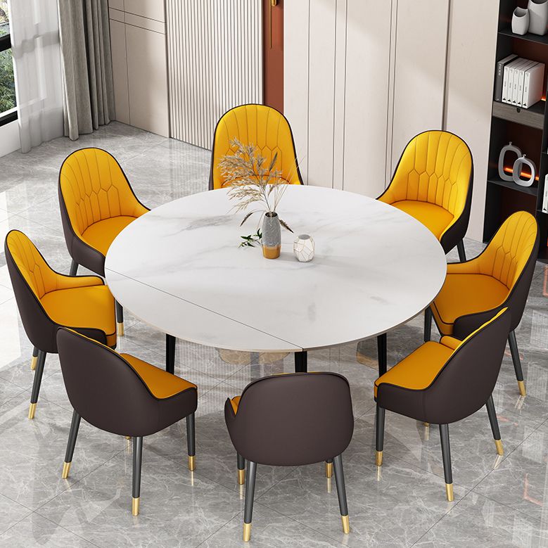 Glam Style Parsons Dining Side Chair Leather Indoor Dining Chair