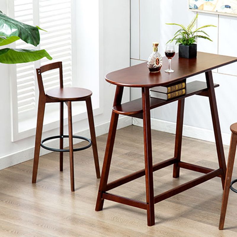 Simple Brown Wood Barstool Nordic Indoor Tall Stool with Upholstered