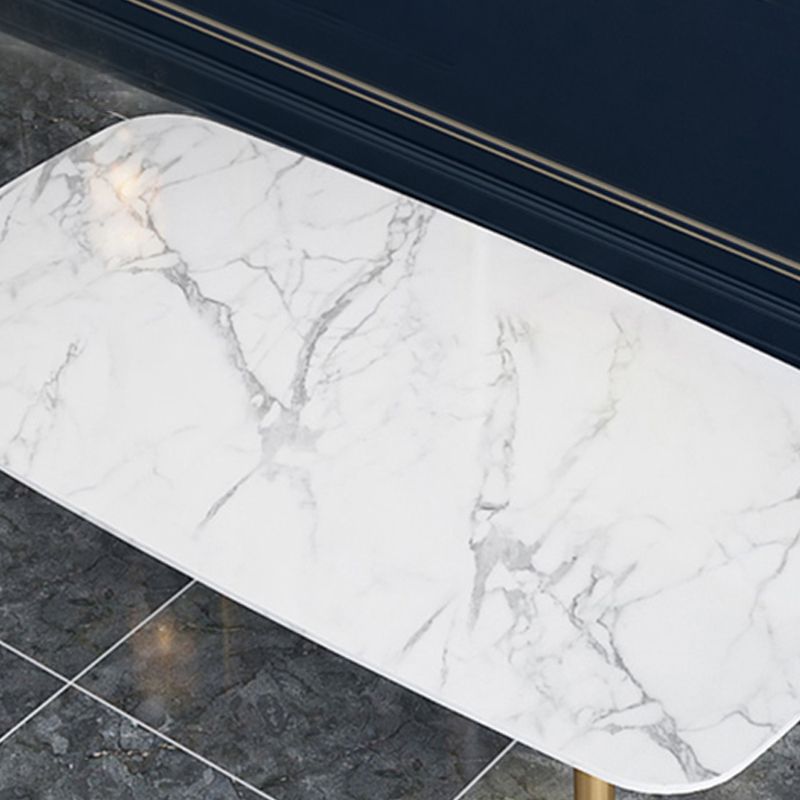 Contemporary Dining Set 1/2/5 Pcs Marble Dining Table with Cow Horn Chairs