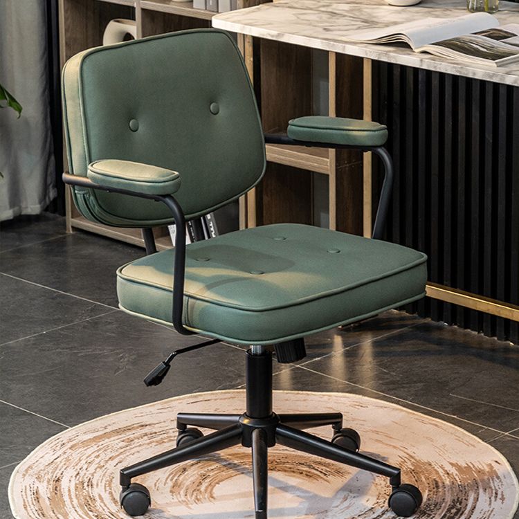Minimalist Style Swivel Leather Dining Chair Open Back Dining Side Chair