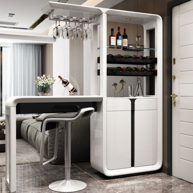 Mesa de barra laminada blanca glamorosa 39.3 "H Mesa de bistro con portavasos, solo mesa