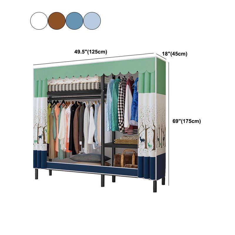 Contemporary Style Wardrobe Armoire Steel Wardrobe Closet with Legs