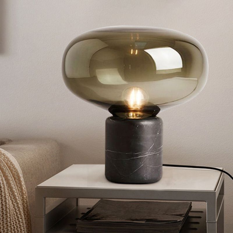 Cilindrische marmeren basistafellamp postmoderne stijl ovaal glas nachtkastje licht voor slaapkamer woonkamer