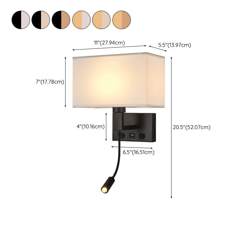 Modern Rectangular Wall Mount Lamp Fabric 2 Lights Wall Light Fixture