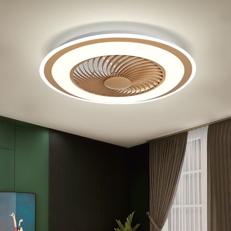 Runde Wohnheimraum LED Deckenventilator Metallic Nordic Semi Flush Mount Lighting