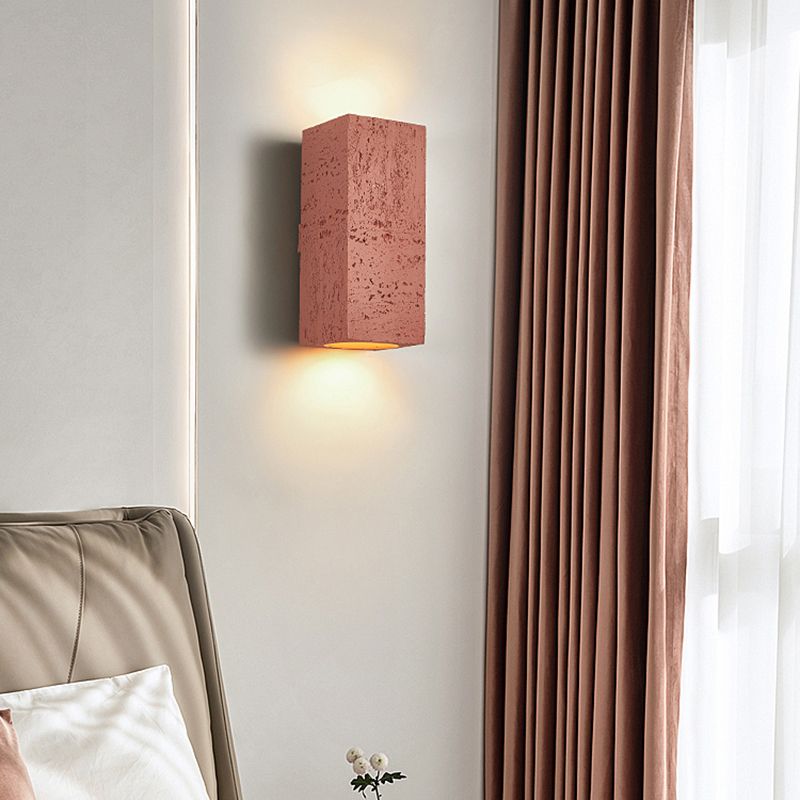 Nordic Style Wall Light Rectangle Shape Wall Lamp with Resin Shade for Bedroom
