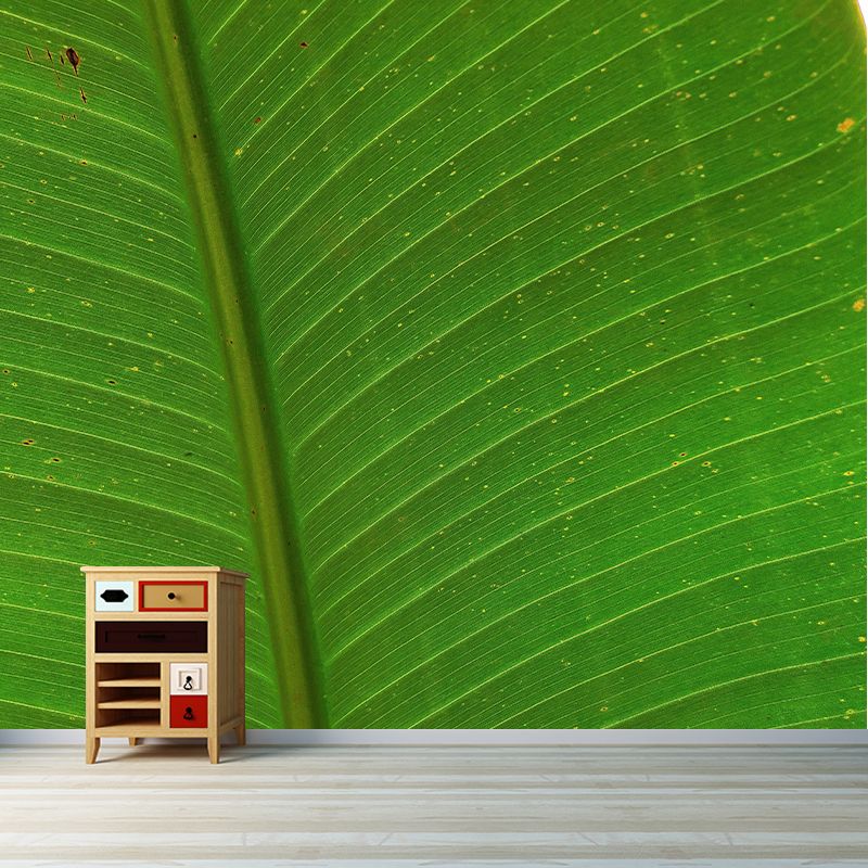 Green Plant Wall Mural with Leaf Surface Pattern for Living Room Home Decor