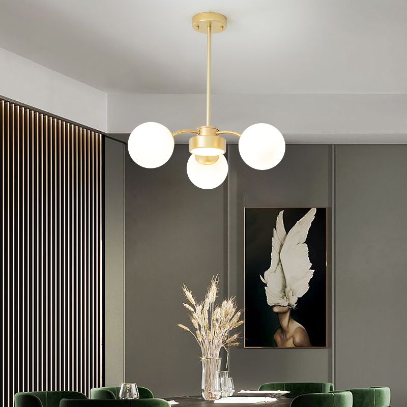 Nordic Spherical Pendant Light White Glass Hanging Light for Living Room