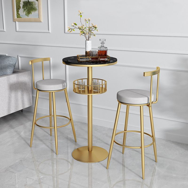 Scandinavian Metal Barstool Fabric Counter Stool in Matte Finish