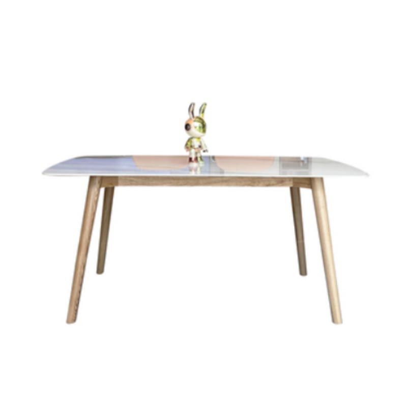 Modern Stone Top Dinner Table Natural Finish Legs Dinner Room Kitchen Table