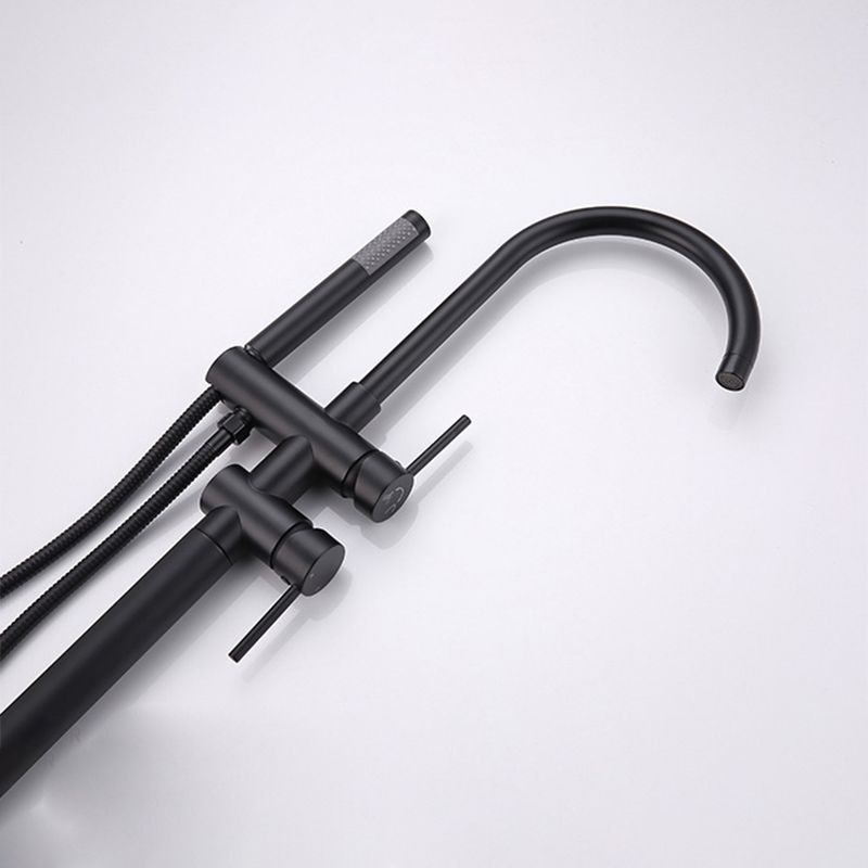 Floor Mounted Metal Freestanding Tub Filler High Arc Freestanding Faucet