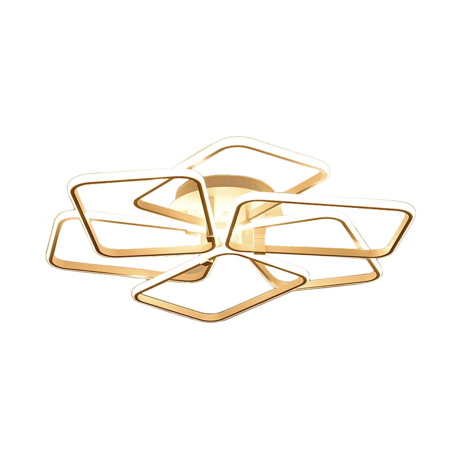 6 Rectangular Rings Acrylic Semi Flush Lighting Modernist White Led Semi Flush Mount Lamp Fixture in White Light, 31.5"/39" Wide