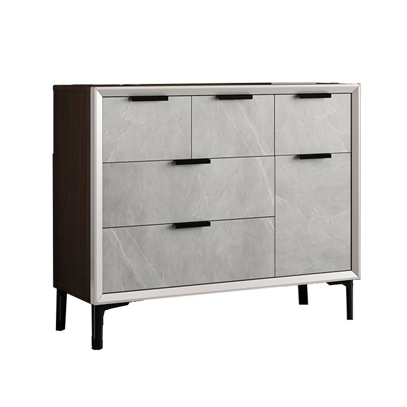 33.46"Tall Grey Accent Chest, Wooden Rectangle Cabinet with Drawers