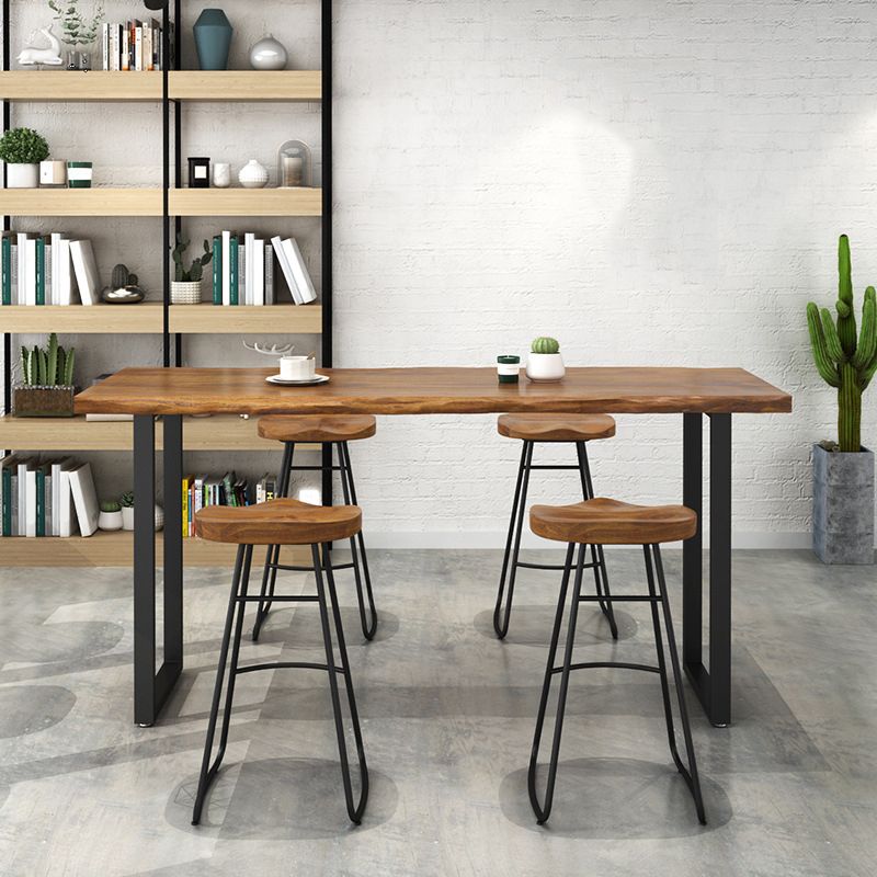 Industrial Bar Height Table Solid Wood Top Bistro Pub Table with Sled Base