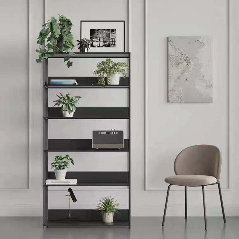Open Metal Bookcase Modern Style Rectangular Shelve for Study Room