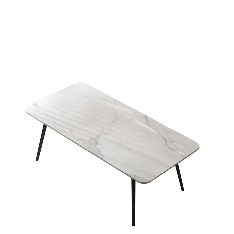 Industrial Iron Legs Dining Table Rectangle Stone Dining Table for Kitchen
