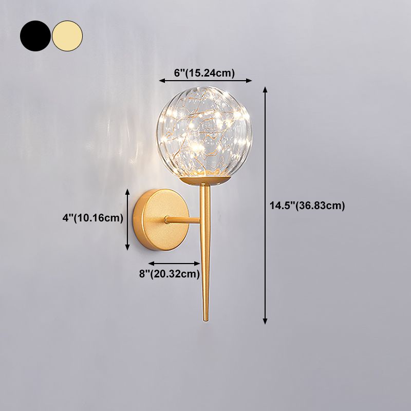 Nordic Glass Wall Light Globe Gypsophila 1 Light Wall Sconce for Bedroom